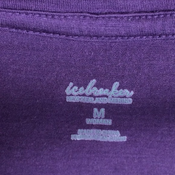 Icebreaker T Shirt Womens Medium Merino Wool Short Sleeve Purple Hiking Outdoors - Picture 2 of 12